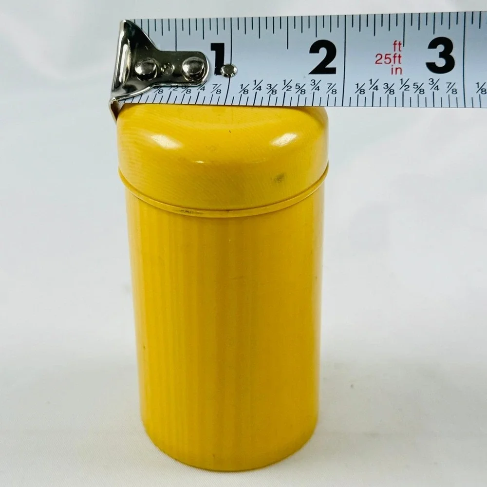 Rare Vintage DuPont Ivory Pyralin Celluloid Talcum Powder Shaker Yellow Art Deco